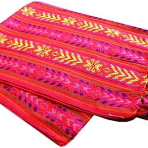 A red and yellow rebozo blanket for labor and delivery pain coping techniques.