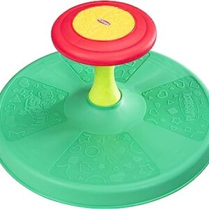A green and red classic toddler toy Sit n Spin for toddlers.