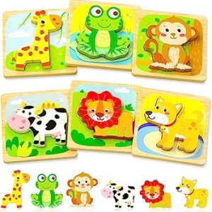 6 different cute toddler puzzles in the shape of animals.