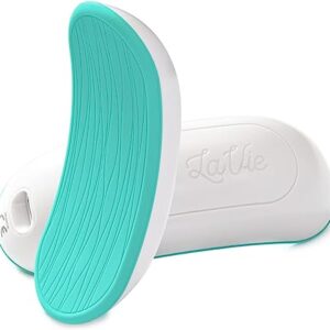 A blue and white warming LaVie lactation massager for postpartum breastfeeding women.