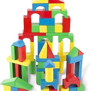 A colorful block tower for kids.