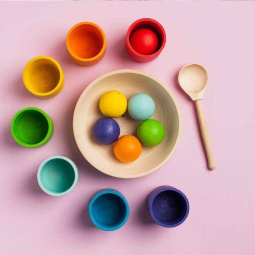 A colorful montessori toy for educational learning.