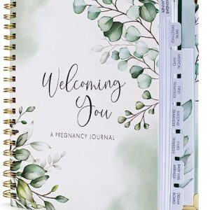 An aesthetic pregnancy journal called "welcoming you".