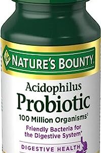 A green bottle of Nature's bounty Acidophilus probiotic for pregnancy.
